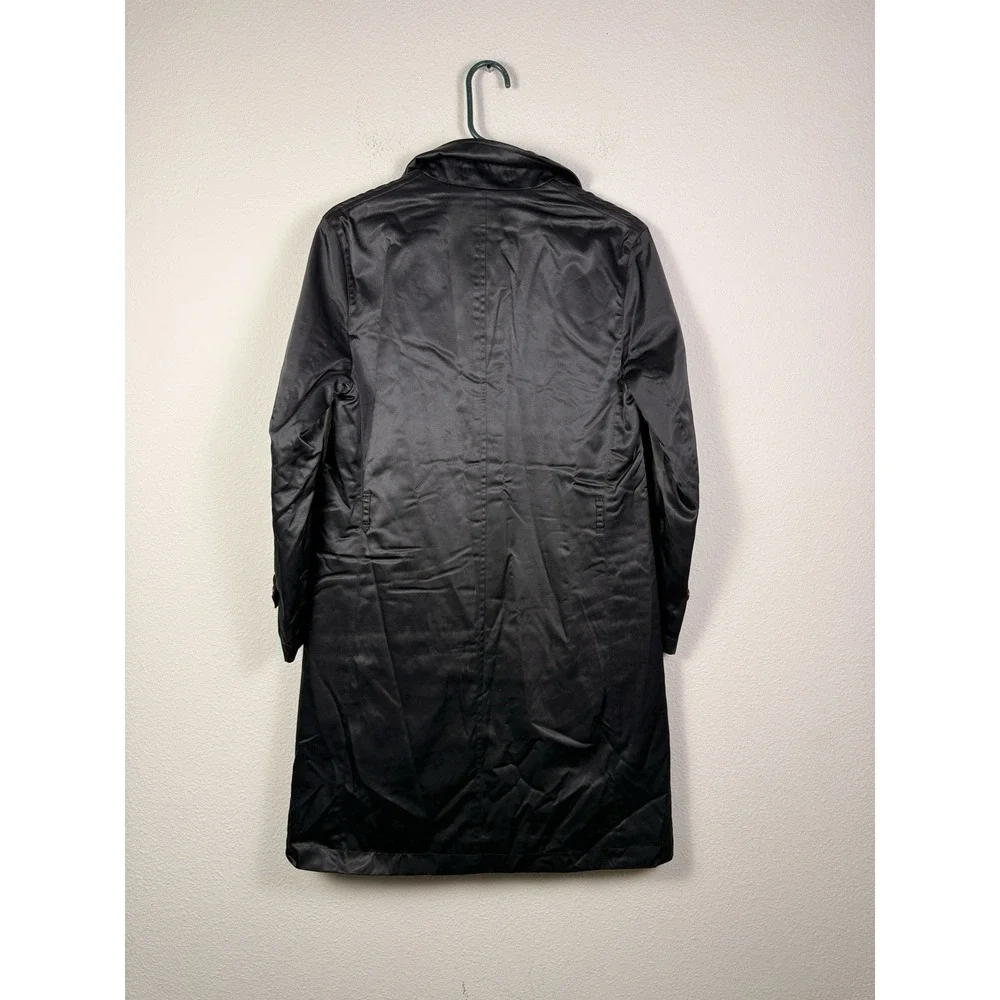 Vintage Burberry Trench Coat Black Nova Check Lining  Women Size 2 - Picture 5 of 7